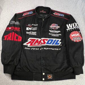 Vintage Jeff Hamilton JH Design Nascar Amsoil Twill Bomber Jacket Men's Size XL